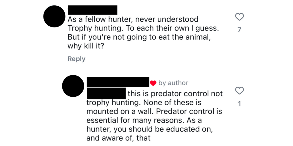 Hunter Instagram comments